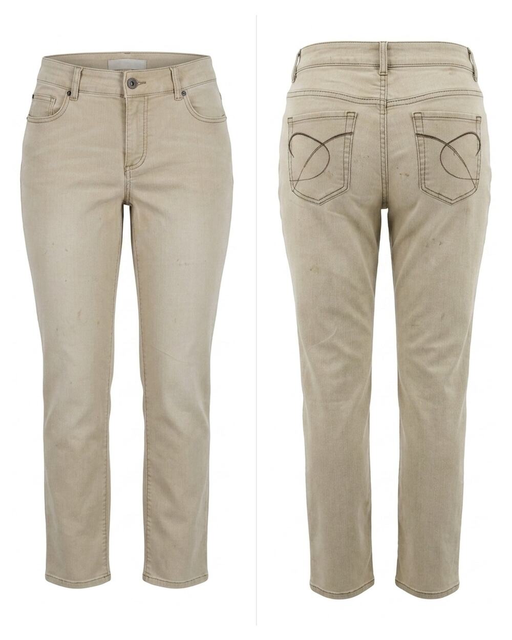 Chico's Platinum Denim Beige Stretch Straight Leg Jeans Women Size 0.5